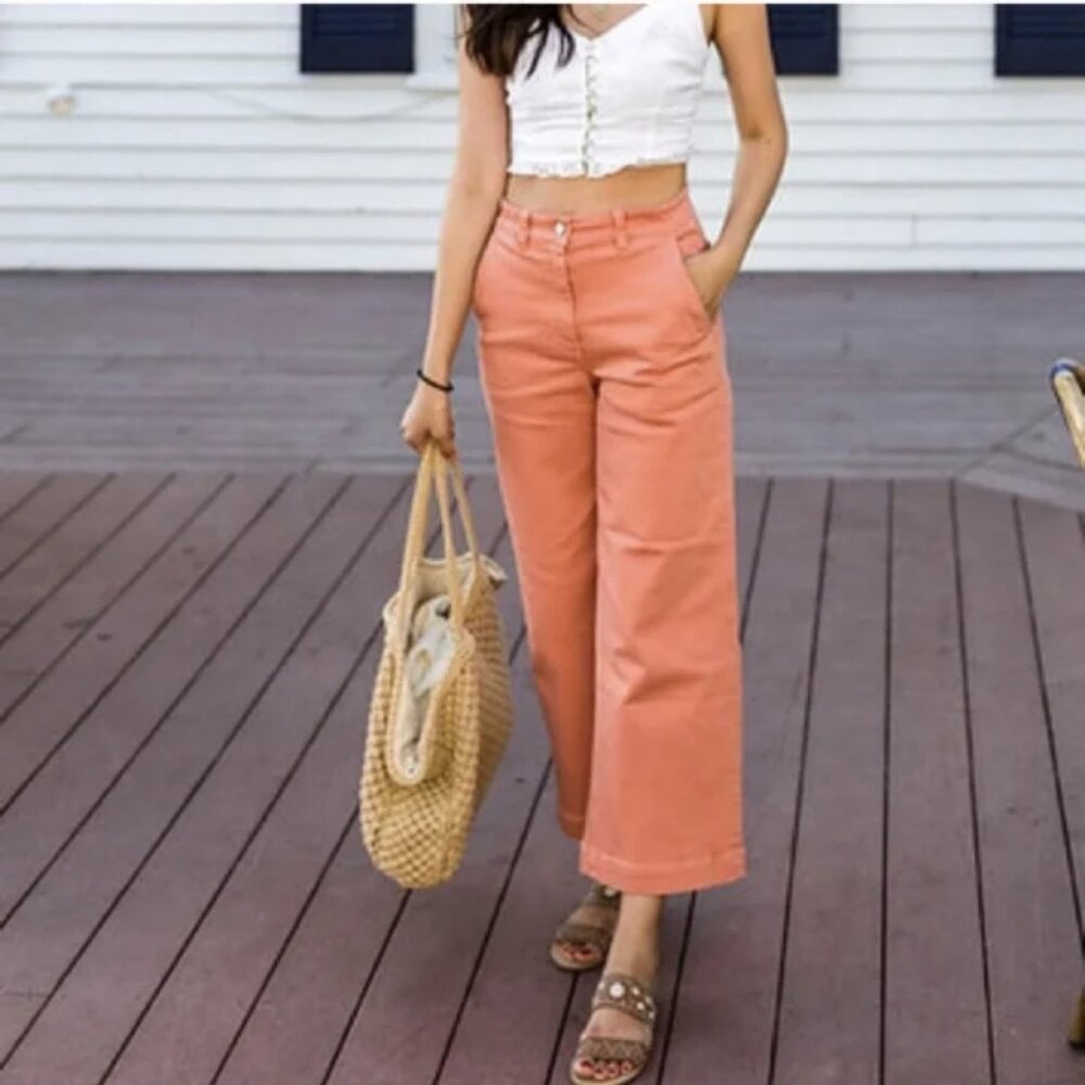 NWT! Everlane Wide Leg Crop Pants Coral